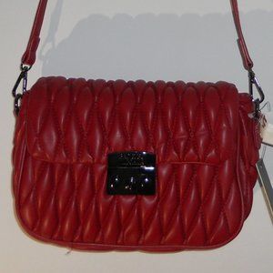 Badgley Mischka Quilted Shoulder Bag Vegan Leather Red Nwt